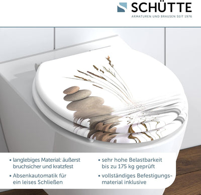 SCHÜTTE WC Sitz Holzkern BALANCE, Toilettensitz mit Absenkautomatik, passend für viele handelsüblich