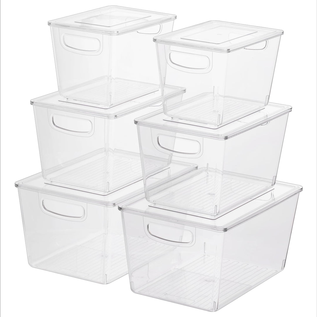 Navaris 6er Set Kühlschrank Organizer aus Kunststoff - 6x Aufbewahrungsbox für den Kühlschrank - Küh