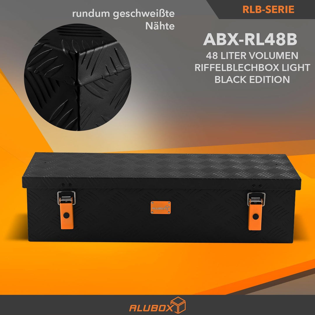 alubox Werkzeugkiste Riffelblech ABX-RL48B Aluminium 1,5mm Werkzeugkiste leicht und robust 48 Liter