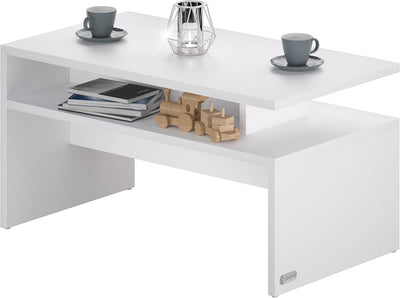 Casaria® Couchtisch mit Ablage Stauraum 92x51x48 cm Kratzfest Holz 50 kg Belastbarkeit Modern Gross