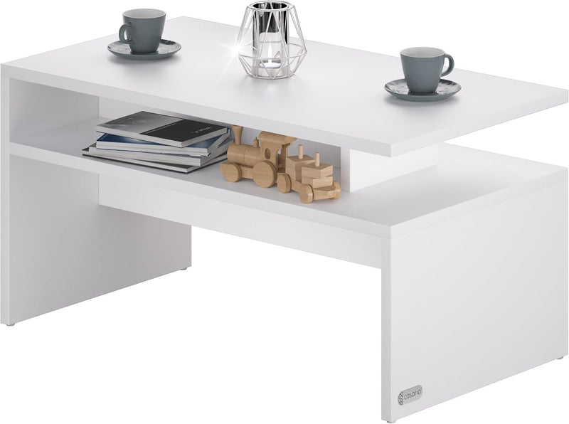Casaria® Couchtisch mit Ablage Stauraum 92x51x48 cm Kratzfest Holz 50 kg Belastbarkeit Modern Gross
