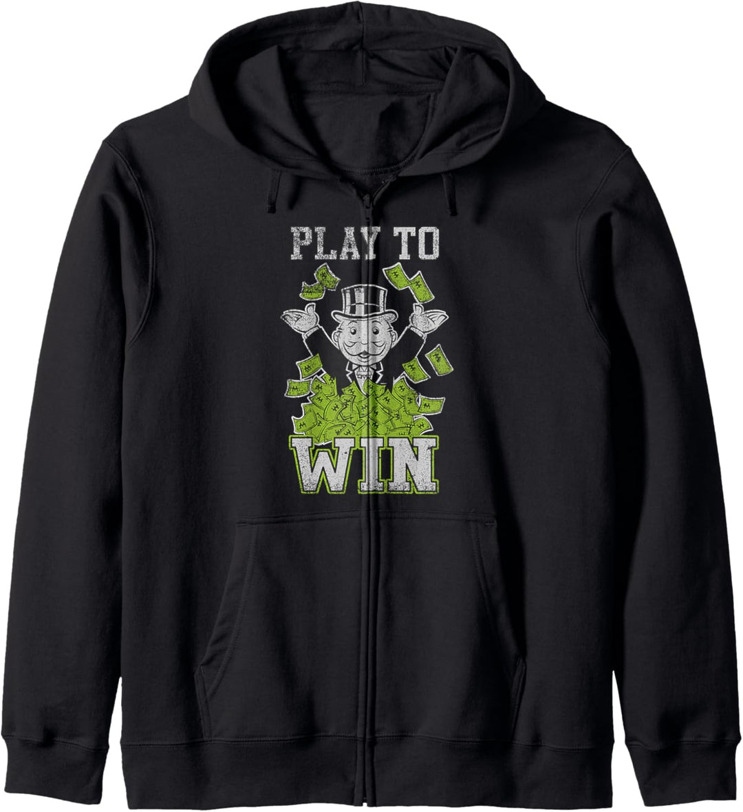Monopoly Mr. Monopoly Play To Win Rich Distressed Logo Kapuzenjacke