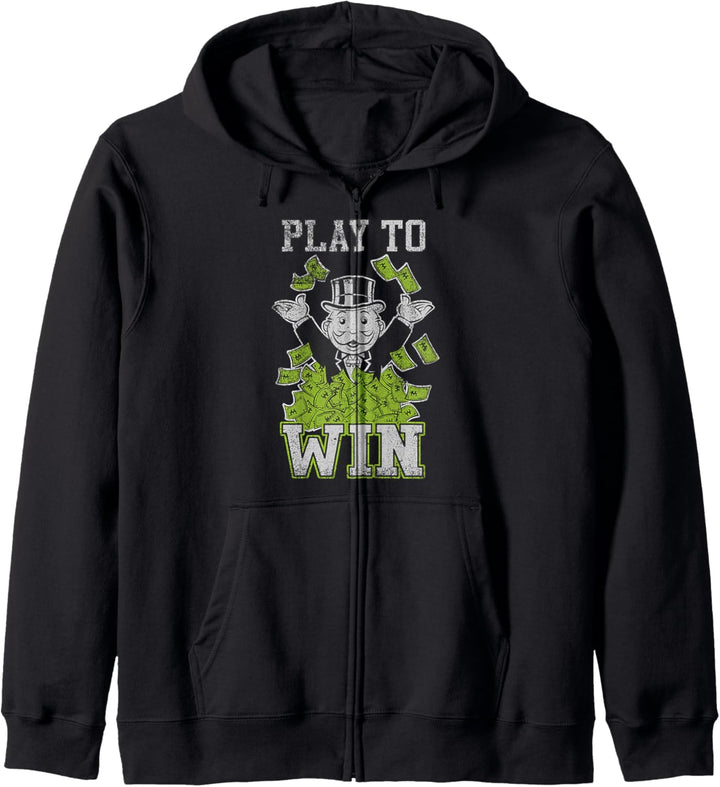 Monopoly Mr. Monopoly Play To Win Rich Distressed Logo Kapuzenjacke