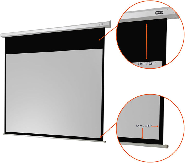 celexon Economy Motor-Leinwand 65" | 120x120 cm 1:1 | elektrische 4K,Full-HD Beamer-Leinwand für Bür
