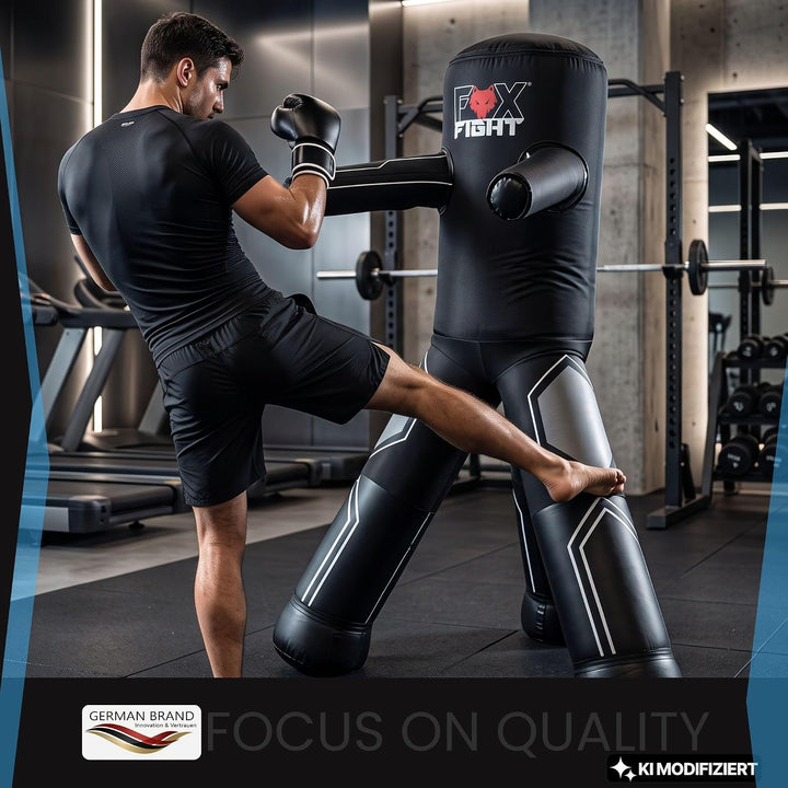 FOX-FIGHT Dreibein Standboxsack Trainer mit Armen Box-Dummy Boxpuppe | innovativer Boxdummy / Standb