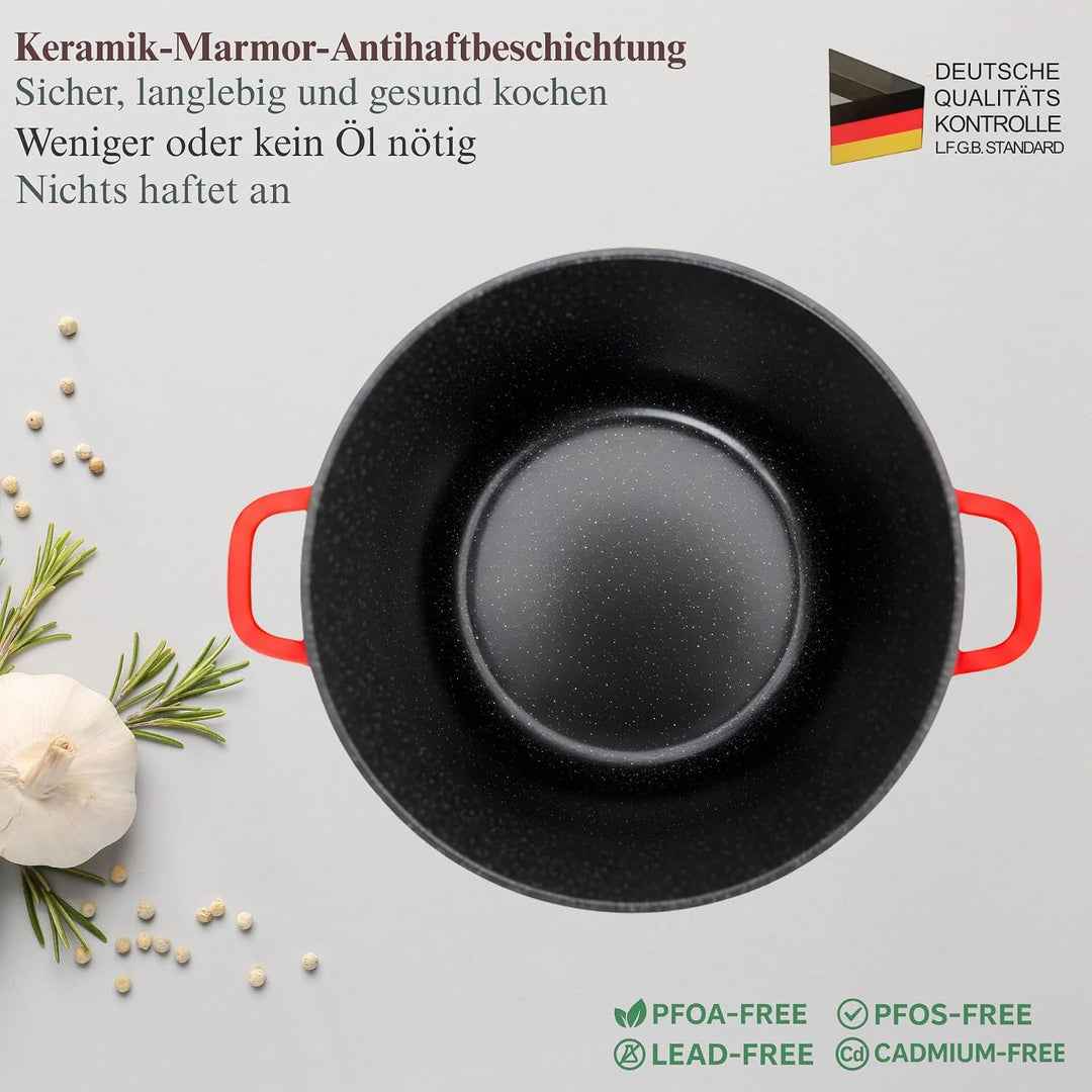 GOLDMANN 16cm Aluguss Kochtopf 1.9L | Suppentopf Schmortopf induktionsgeeignet mit Keramik Antihaftb