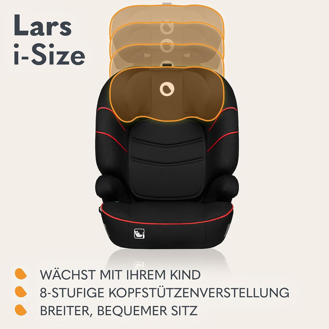 LIONELO LARS i-Size Kinderautositz 100–150 cm, Gruppe 2 3, Seitenschutz 10 Grad, Kopfstützenverstell