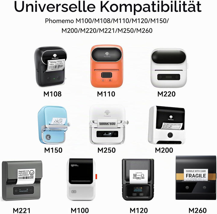 6 Rollen Phomemo M120/M110 Etiketten, 1.96"x 1.18" (50 x 30 mm) Thermoetikettenpapier für Phomemo M1
