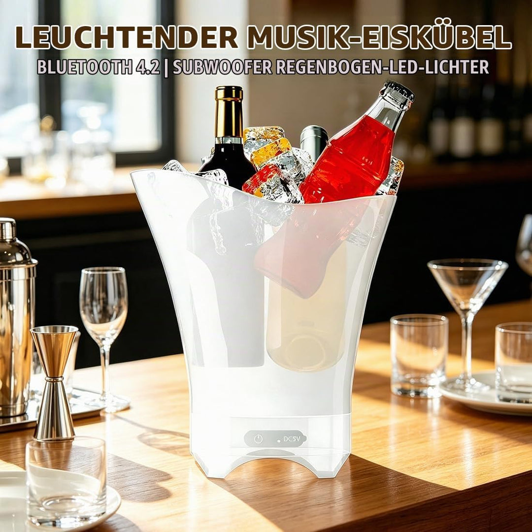 LED Eiskübel 5L, Multicolor LED Sektkübel, Premium Eiseimer, Farbe einstellbar, Grossraumbehälter fü