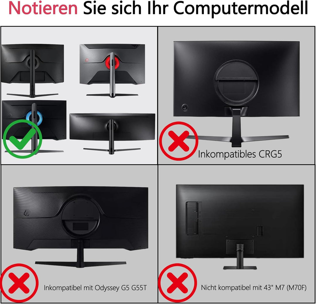 Odyssey G7 VESA Adapter kompatibel mit Samsung Odyssey G6, G7 Monitoren (passend für G65B G70A G70B