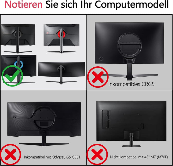 Odyssey G7 VESA Adapter kompatibel mit Samsung Odyssey G6, G7 Monitoren (passend für G65B G70A G70B