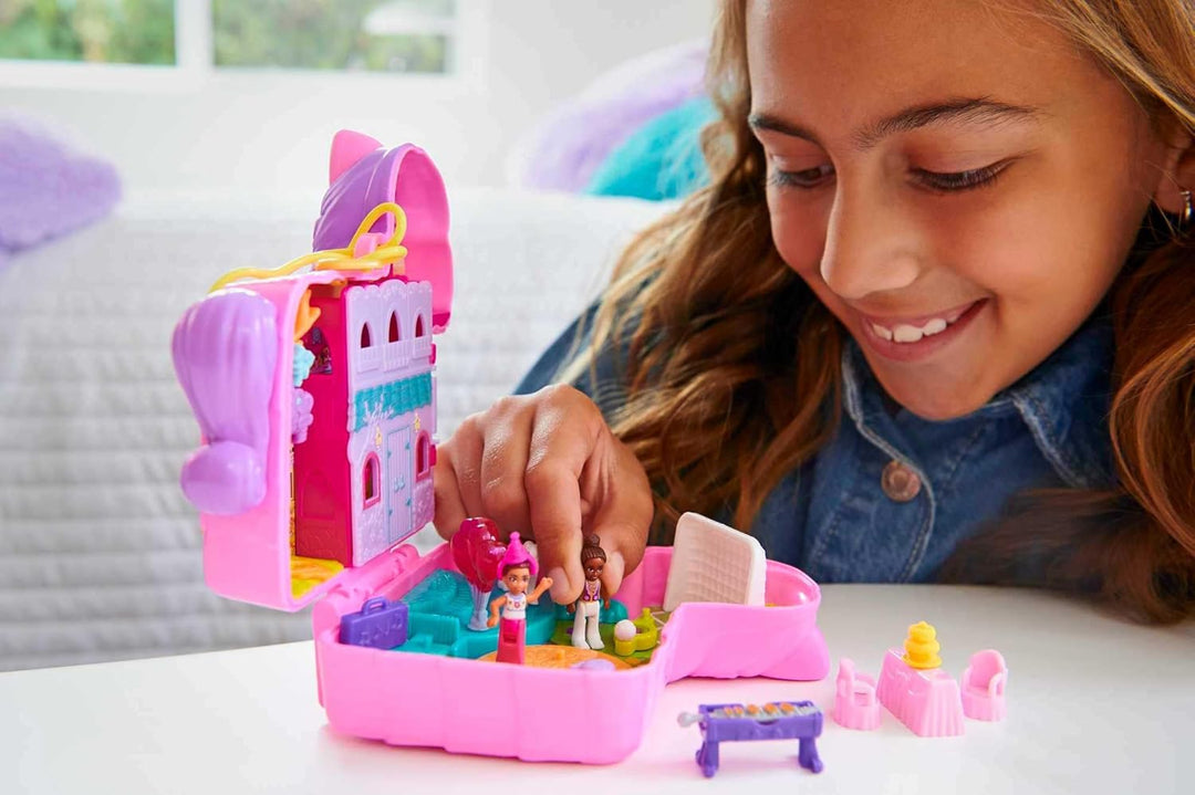 Polly Pocket Piñata-Party Schatulle - Pferde-Piñata, Glitzerfenster, 2 Puppen, 5 Spielelemente, 13 A