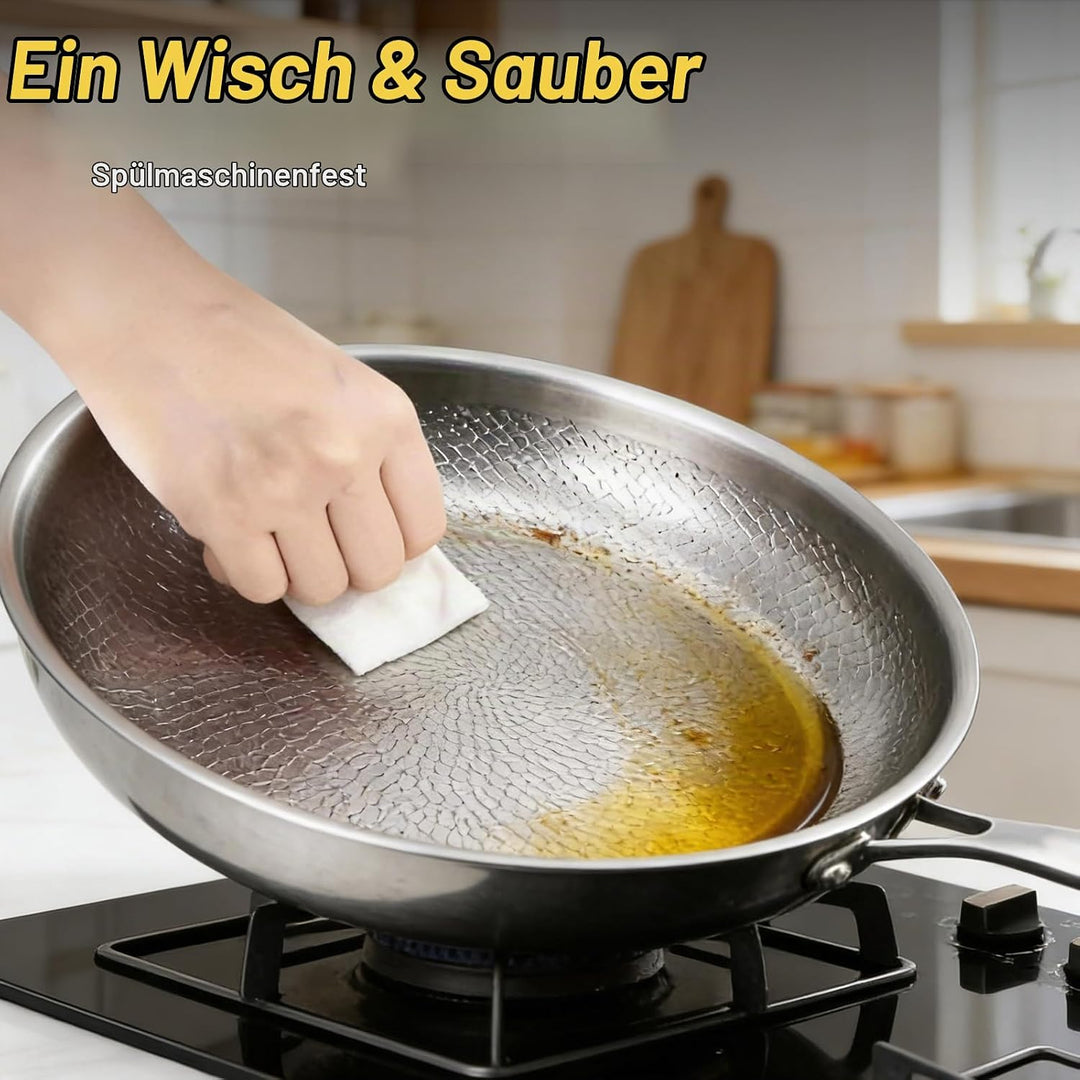Pfanne aus reinem Titan, Pfannen aus Titan mit gehämmertem Muster zum Kochen, kratzfeste, antihaftbe