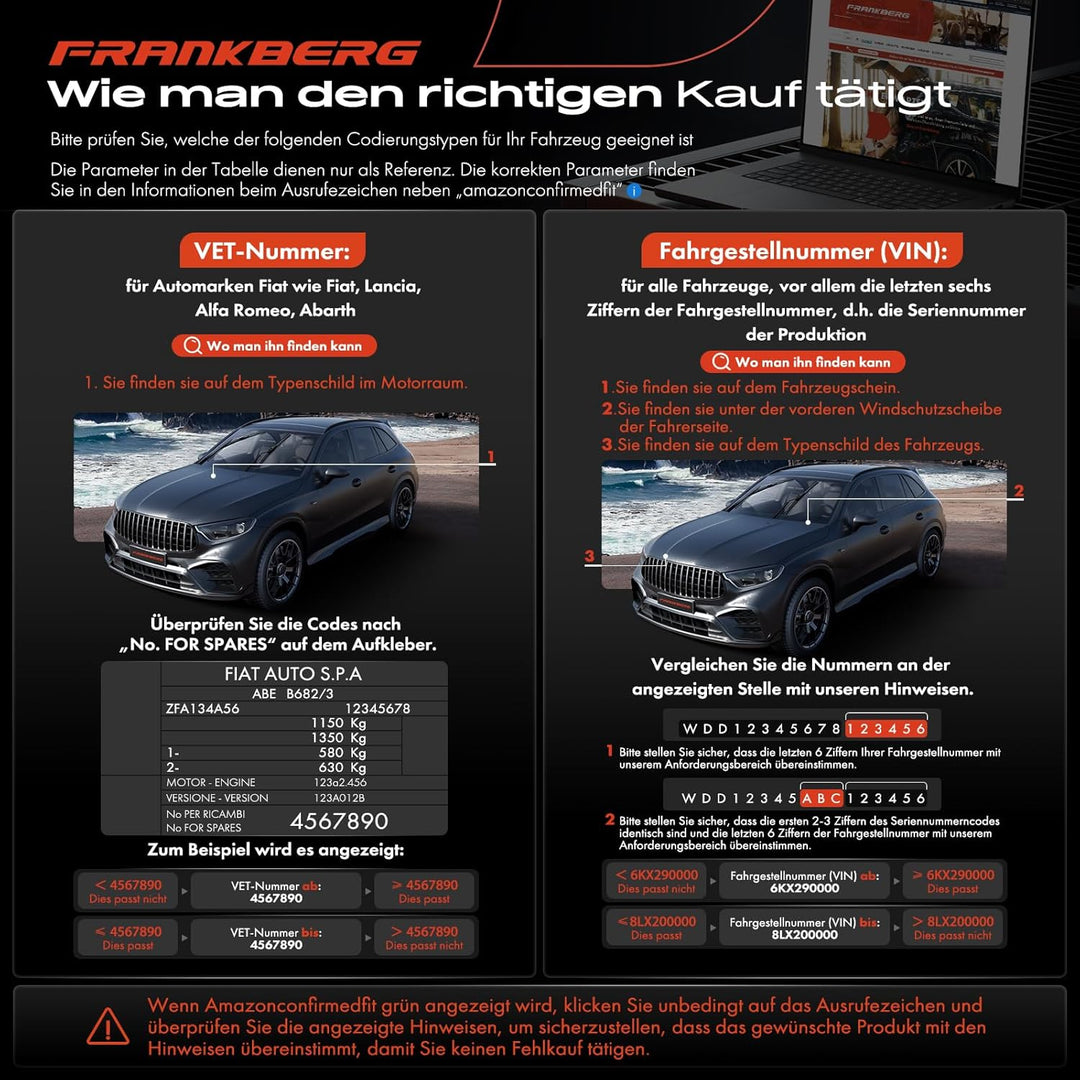 Frankberg Bremssattel Bremszange Hinten Links Kompatibel mit Mito 955 1.3L 1.4L 1.6L 2008-2021 Repla