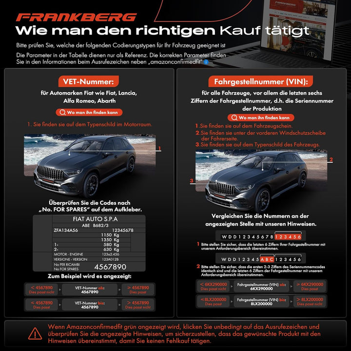 Frankberg 2x Bremssattel Bremszange Hinten Kompatibel mit Bravo II 1.4L-2.0L 2006-2016 Multipla 1.6L
