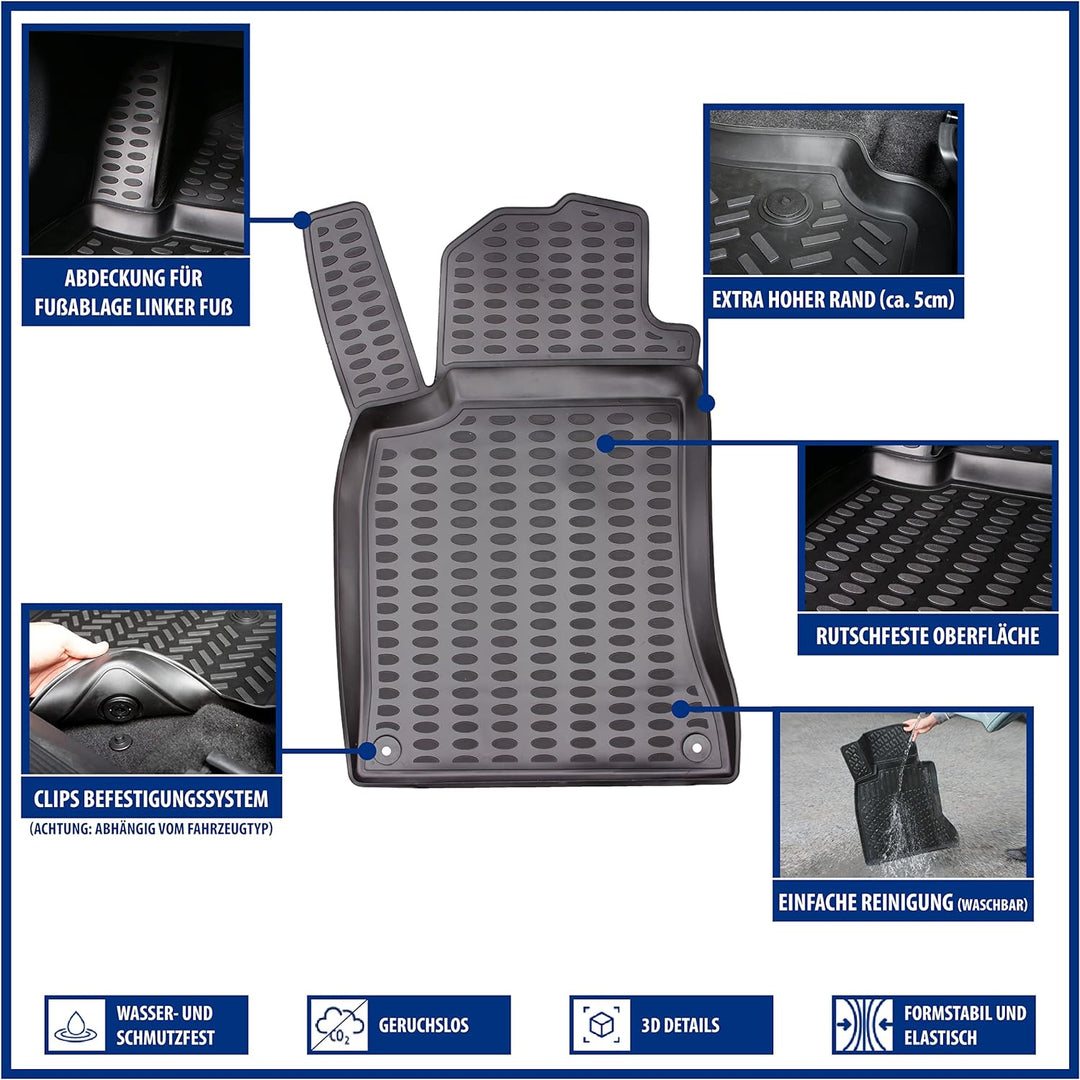 Elmasline Design 3D Gummimatten Set für VW Touareg II Baujahr 2010-2018 | Extra hoher 5cm Rand TOUAR