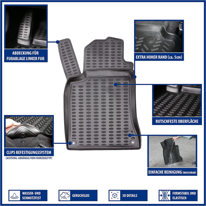 Elmasline Design 3D Gummimatten Set für VW Touareg II Baujahr 2010-2018 | Extra hoher 5cm Rand TOUAR