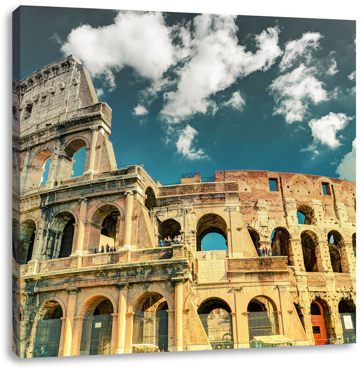 Pixxprint Colosseum bei Tag in Rom als Leinwandbild Quadratisch/Grösse: 70x70 / Wandbild/Kunstdruck/