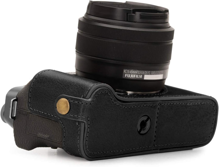 MegaGear MG1885 Ever Ready Kameratasche aus Echtleder, für Fujifilm X-T200, Schwarz, Schwarz