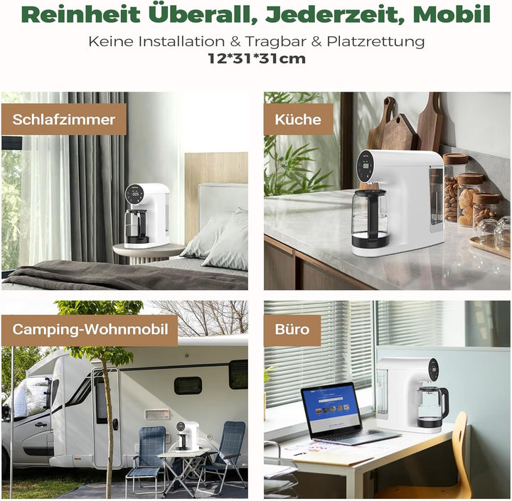 Ecoviva Auftisch Umkehrosmoseanlage Wasserfilter, Mobile Osmoseanlage Trinkwasser Umkehrosmose Filte