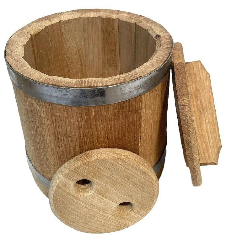 Sauerkrauttopf 15 L, Eiche, Gurkentopf, Einlegegefäss, Holzgefäss zum Einlegen für Gemüse, (Bottich)