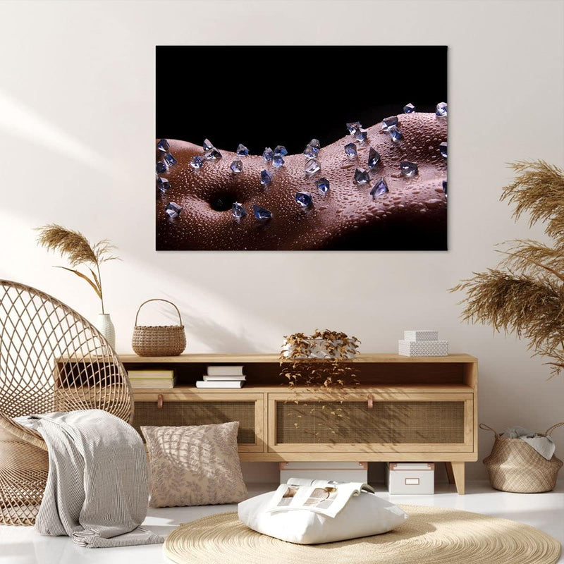 Bilder auf Leinwand 100x70cm Leinwandbild Frau Körper Kristalle Wassertropfen Gross Wanddeko Bild Sc