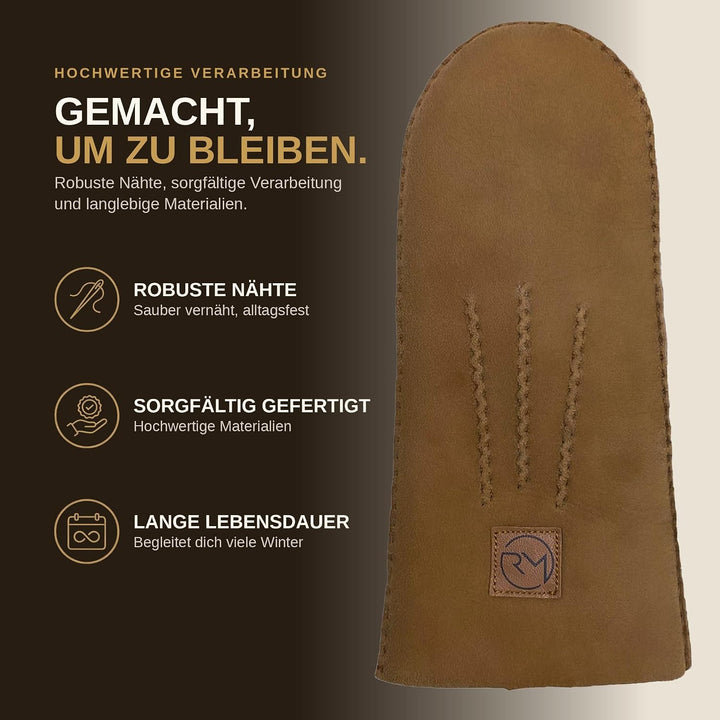Rohn Moden Lammfell Handschuhe Arber echtes Merinolamm für Damen und Herren, Fäustlinge, Fausthandsc
