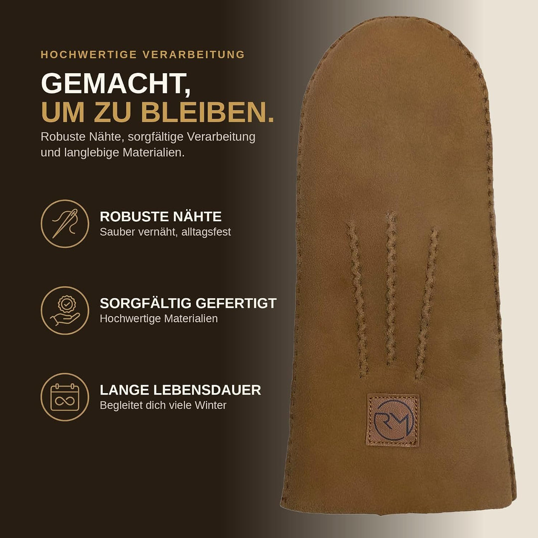 Rohn Moden Lammfell Fausthandschuhe Arber – Luxuriöse Fäustlinge für Damen und Herren, gefertigt aus