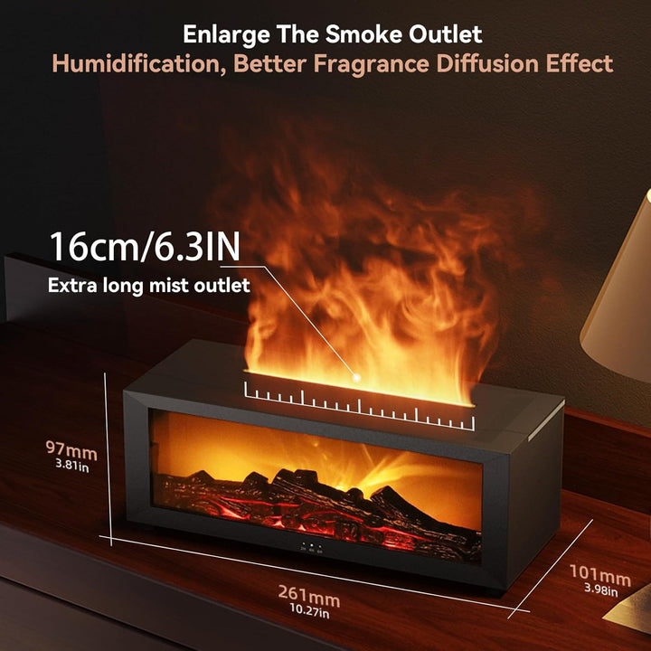 Diffusor LED Kamin Aroma Luftbefeuchter mit Fernbedienung, Dynamischem Flammeneffekt, 150ml Öl Aroma