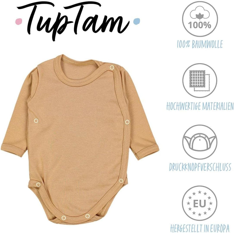 TupTam Baby Unisex Langarm Wickelbody Print/Uni 5er Pack 56 Junge 6, 56 Junge 6