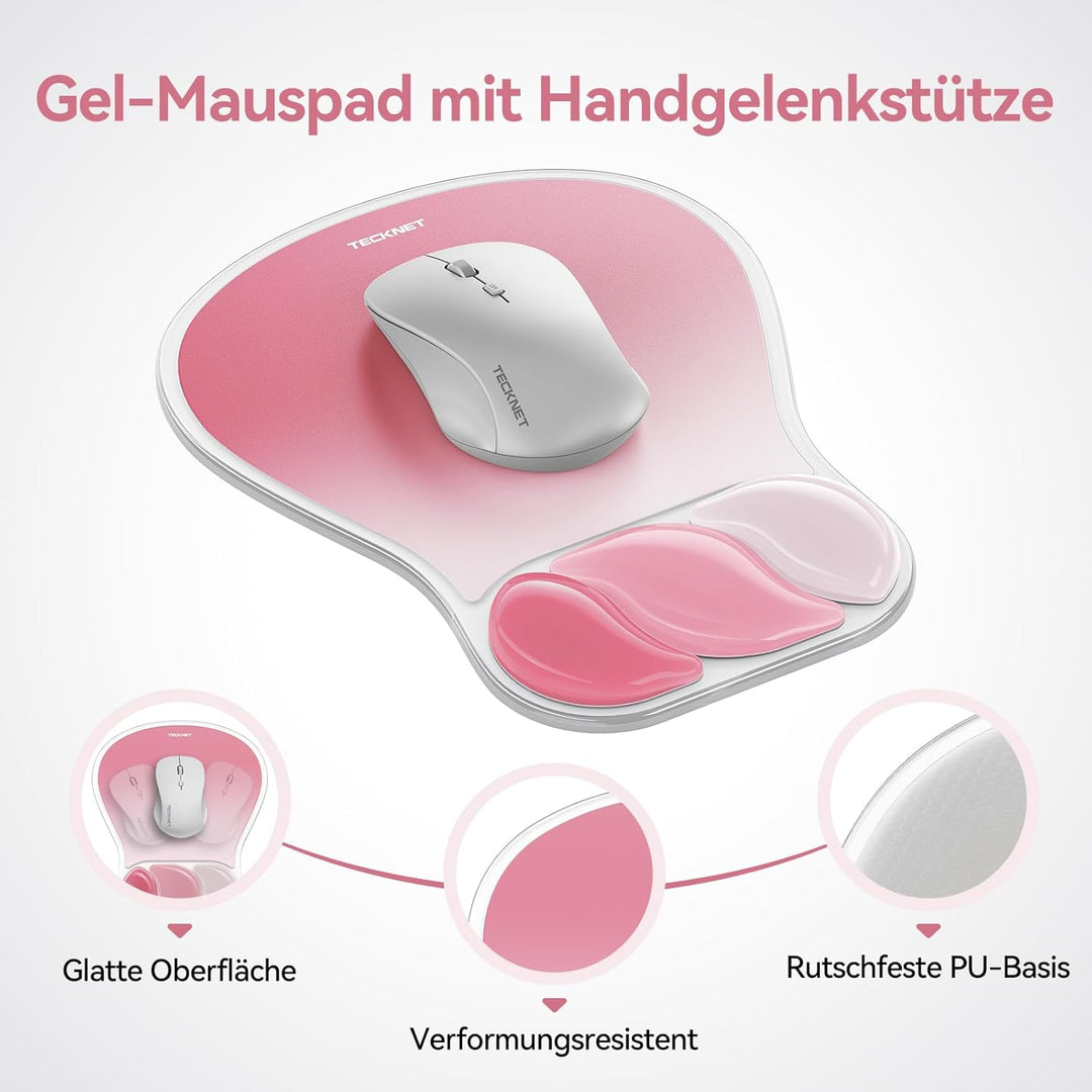 TECKNET Mauspad mit Gelkissen Foam Mousepad Ergonomisches Wasserdicht Komfort Mausmatte mit Handgele