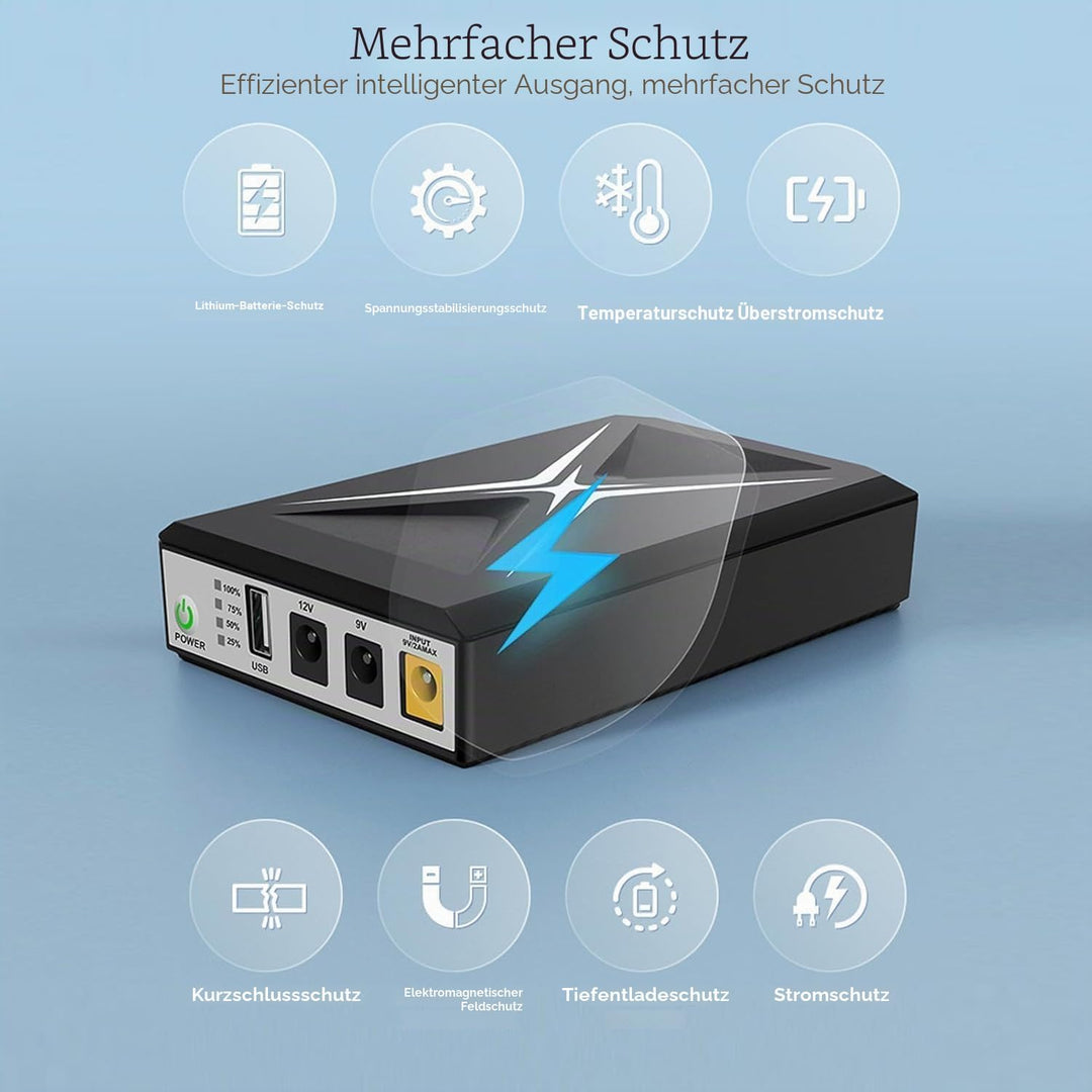Mini UPS Wechselrichter, Mini Backup-Batterie, USV, 10400 mAh, Stromversorgung ohne Unterbrechung, E