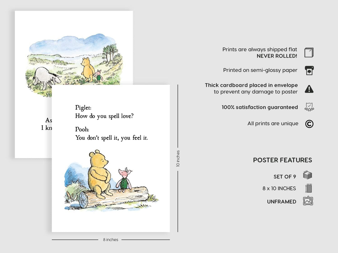 bumbleboo Klassische Winnie the Pooh Kinderzimmer-Wanddekoration, Winnie Puuh-Druck, Winnie Puuh-Spi