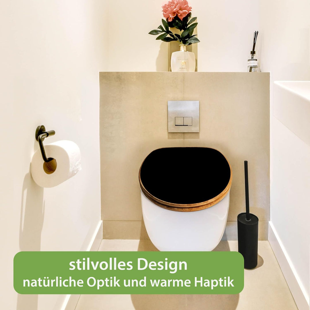 banjado Design WC Sitz Bambus Absenkautomatik 45,8x37,5cm - Toilettendeckel mit Absenkautomatik Holz