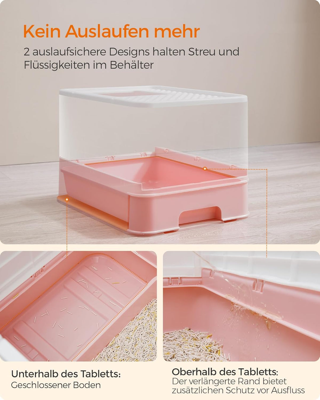 Feandrea Katzenklo, Katzentoilette, mit Deckel, ausziehbares Tablett, Schaufel, Bürste, geräumig für