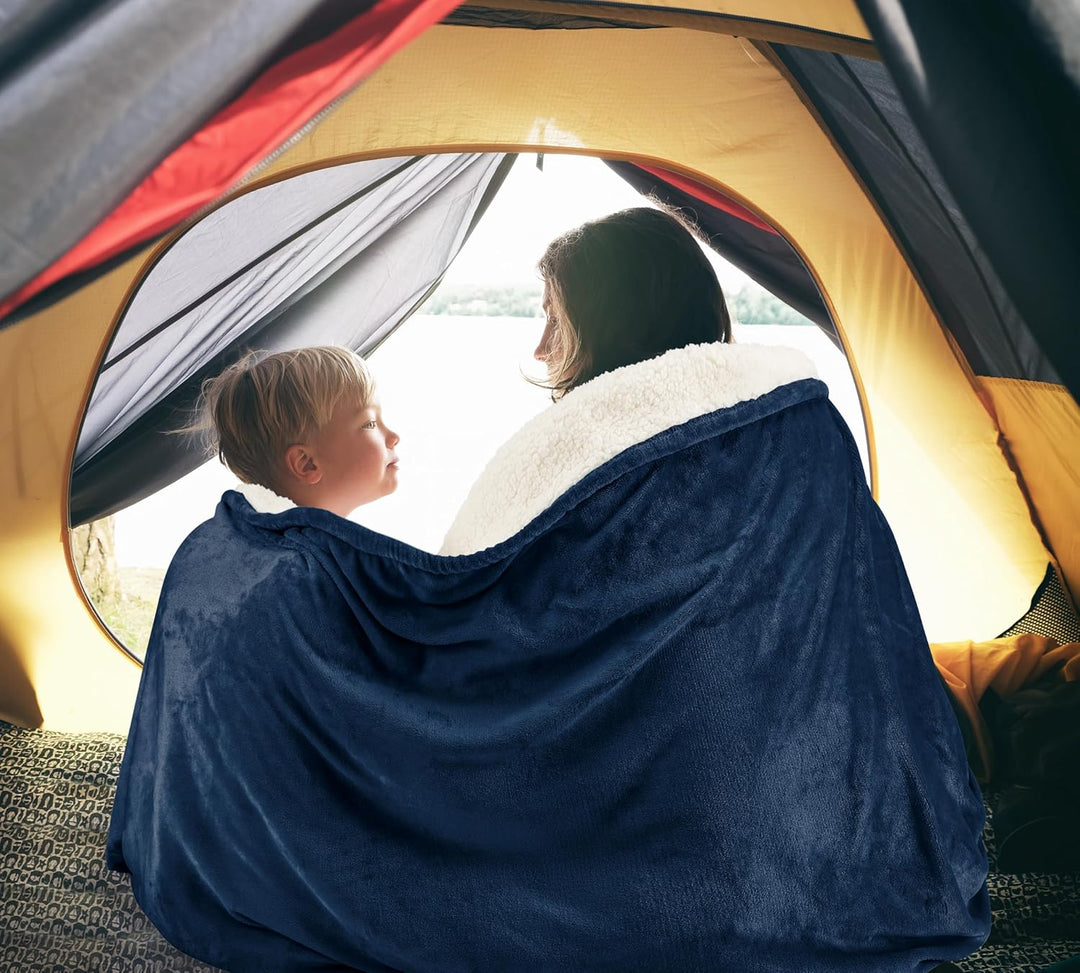 Utopia Bedding Sherpa-Bettdecke, Queen-Size-Grösse, marineblau, 480 g/m², Plüschdecke, Fleece, wendb