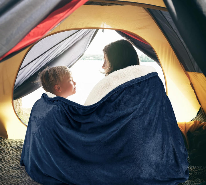 Utopia Bedding Sherpa-Bettdecke, Queen-Size-Grösse, marineblau, 480 g/m², Plüschdecke, Fleece, wendb