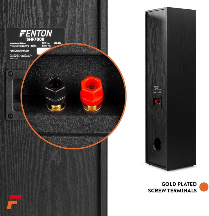 Fenton SHF700B - Standlautsprecher Paar, HiFi Lautsprecher Stereo Set, 400 Watt Standlautsprecher 3-