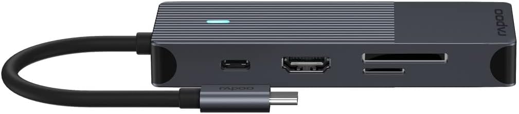 Rapoo UCM-2004 USB-C Multiport Adapter 8-in-1, 100W Power Delievery, 4k HDMI, 1 Gbps LAN, 1 USB-C un