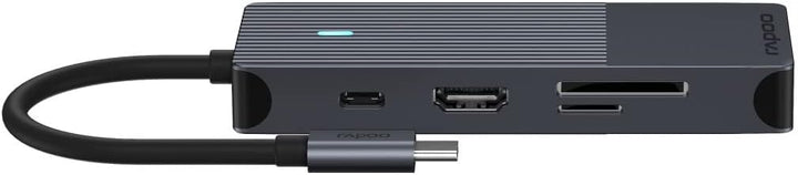 Rapoo UCM-2004 USB-C Multiport Adapter 8-in-1, 100W Power Delievery, 4k HDMI, 1 Gbps LAN, 1 USB-C un