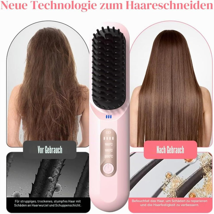 Hojalis Glättbürste Kabellos, 50w Kabellose Glättbürste, Tragbare Bürste Glätten Mit LED Anzeige Und