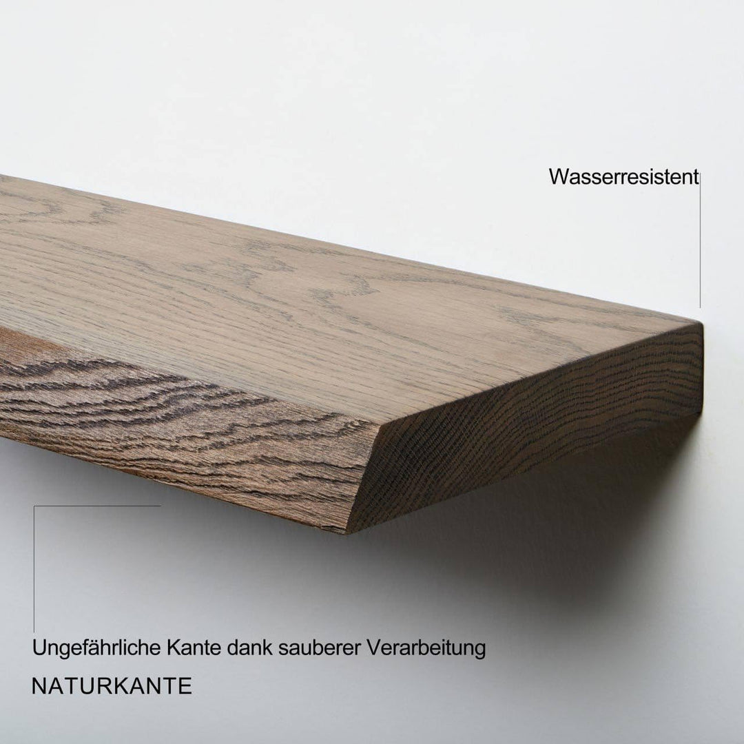 1 Original BestLoft® Wandregal Ruby mit Baumkante aus Eiche Wandboard Dunkel (40cm, Baumkante) Baumk