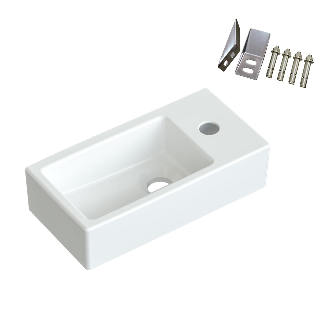 Waschbecken Keramik Waschtisch Hängewaschbecken klein Handwaschbecken Weiss Eckig 40 x 20 cm Badezim