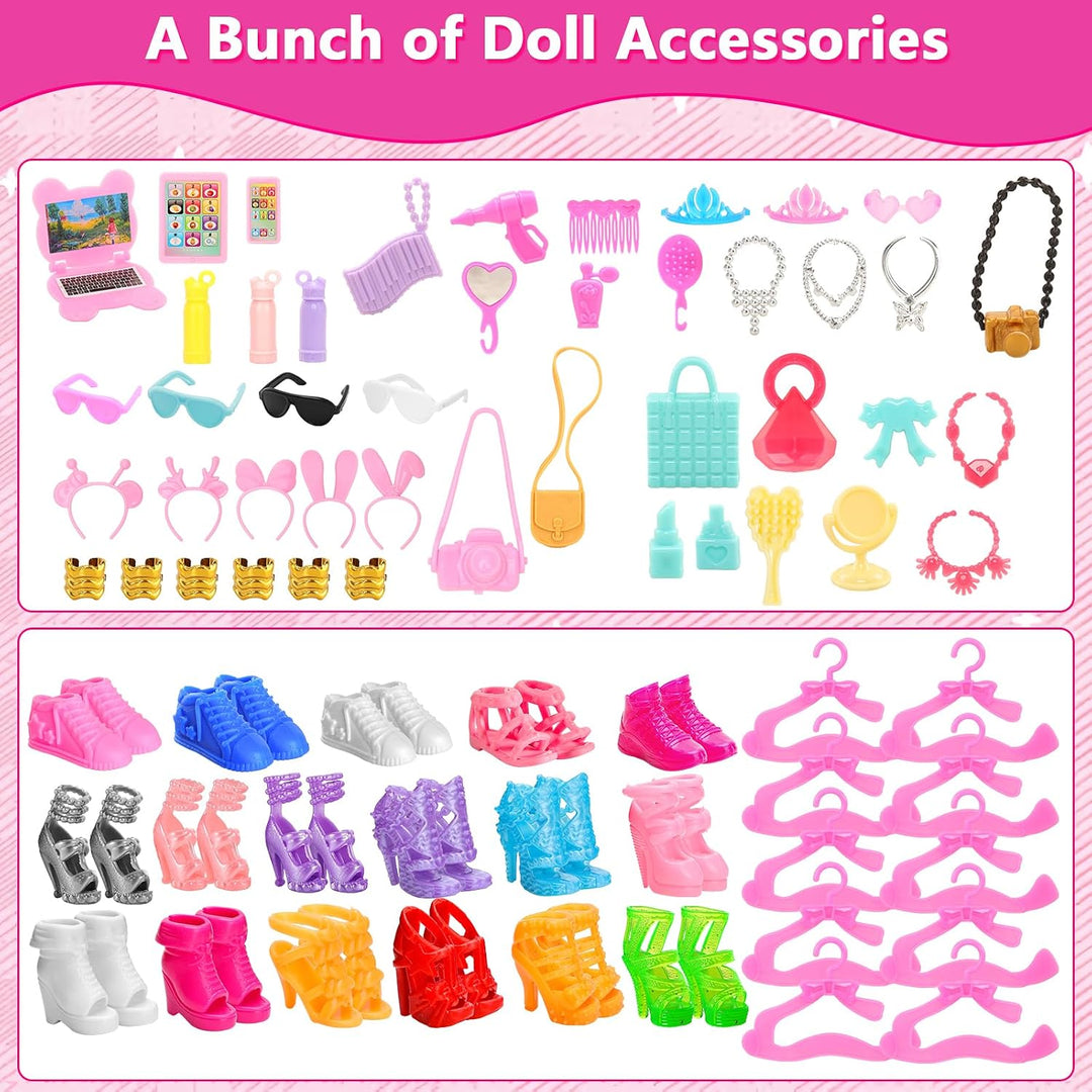 Miunana 63 Puppenkleidung Kleidung für Puppen = 15 Kleider 4 Tops Outfits 4 Hosen 3 Abendkleider 3 B