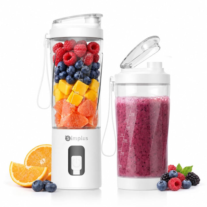SIMPLUS Tragbarer Mixer 800ml Smoothie Maker To Go, USB-C Mini Mixer mit 6 Edelstahlklingen, kabello