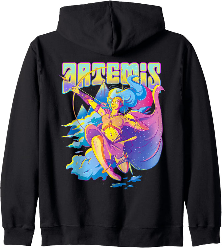 Artemis Göttin Griechische Mythologie Retrowave Streetwear Kapuzenjacke