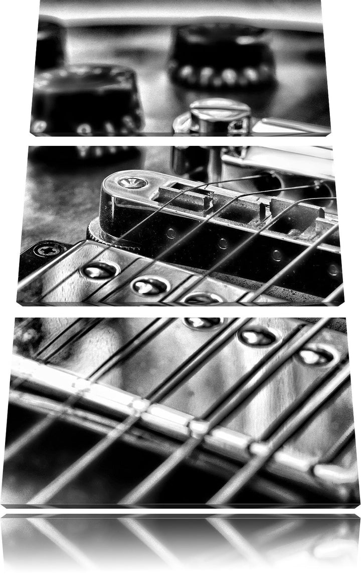 Pixxprint Black and White Guitar, Gitarre als Leinwandbild/Grösse: 3 Teilig (120x80 cm) cm/Wandbild/