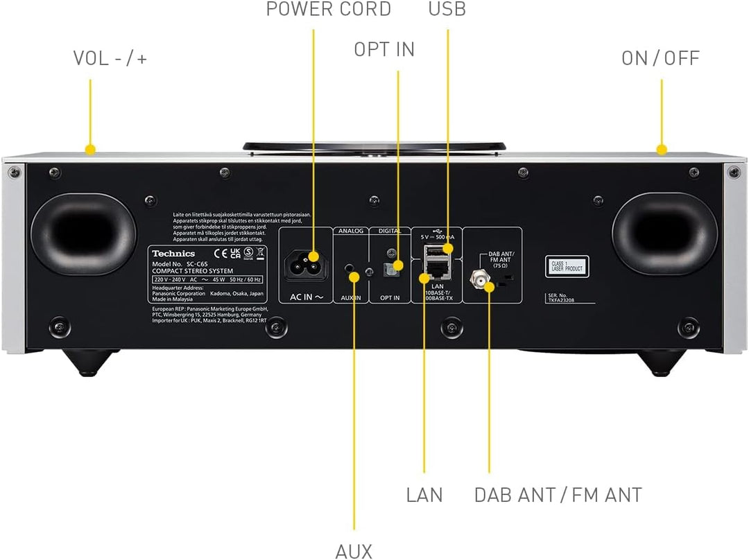 Technics OTTAVA SC-C65EG-S All-in-One-Musiksystem mit CD-Player, DAB+-Radio, USB, Bluetooth & Chrome