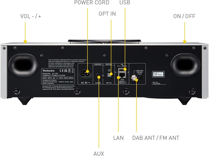 Technics OTTAVA SC-C65EG-S All-in-One-Musiksystem mit CD-Player, DAB+-Radio, USB, Bluetooth & Chrome