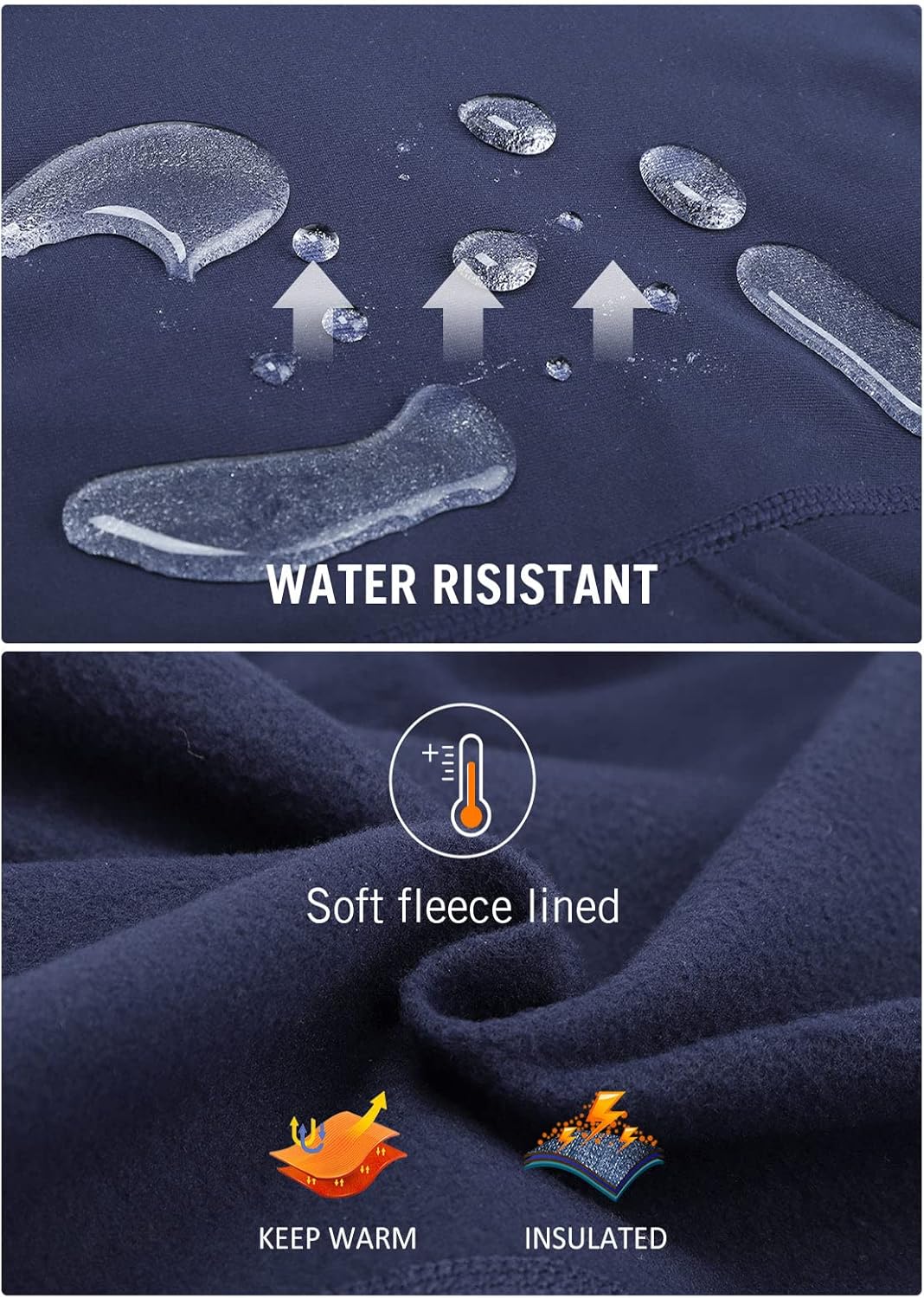 BALEAF Winter Fahrradhose Damen Lang mit Reissverschluss am Knöchel Warm Thermoleggings Winter Gefüt